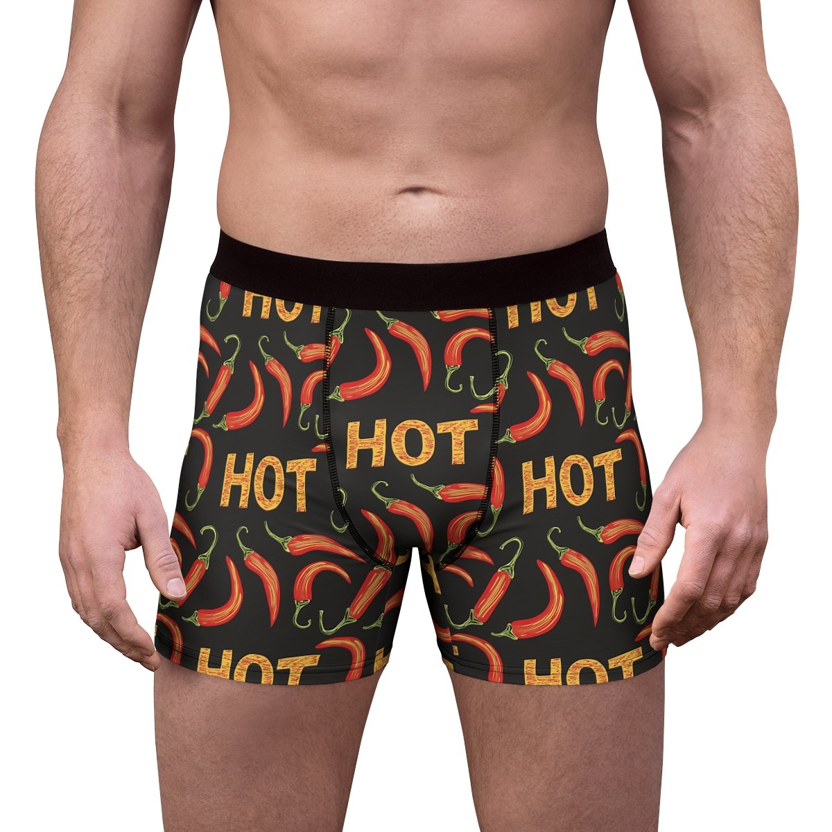 Doodle Hot Chili Peppers - Red Orange Green on Black - Men's Boxer Briefs (AOP)