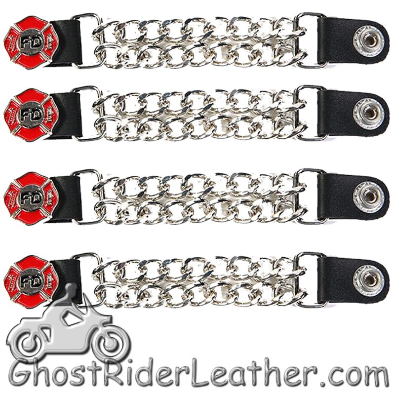 Set of Four Fire Department Vest Extenders with Chrome Chain - AC1097-FD-DL