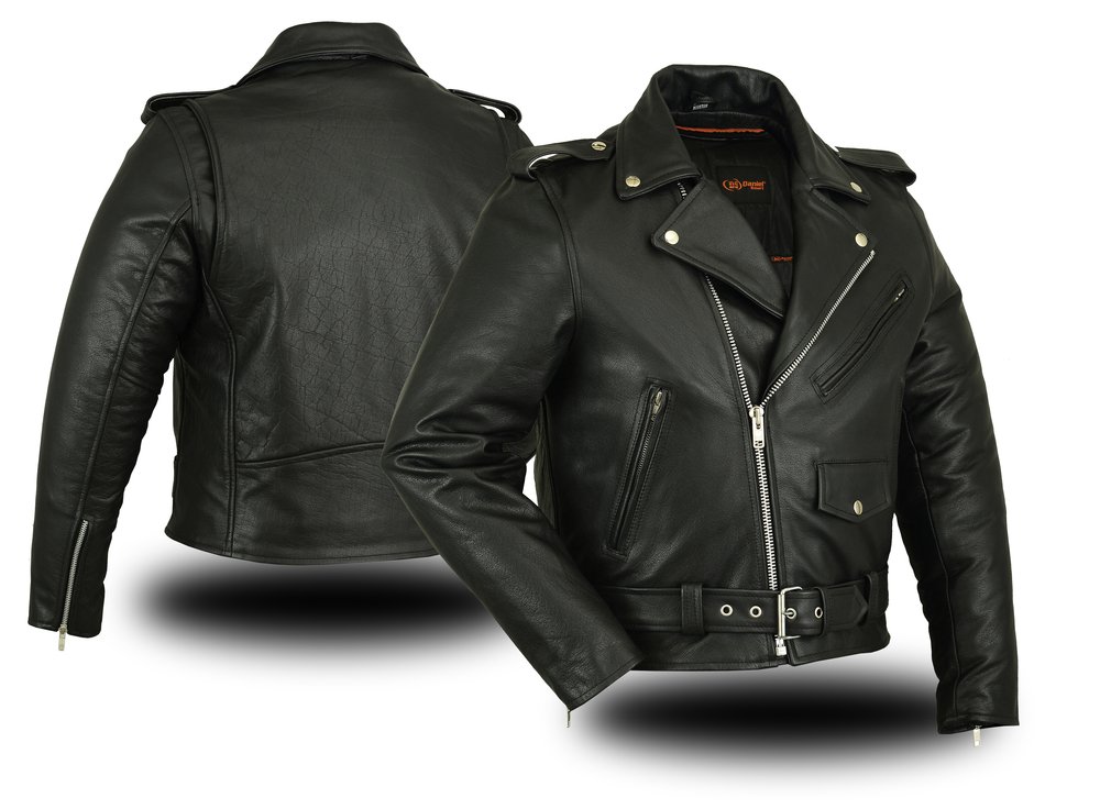 Leather Motorcycle Jacket - Men's - Police - Up To 12XL - DS730-DS