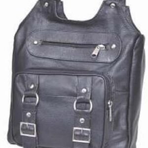 Black Leather Handbag - Concealed Carry Pocket - 9736-00-UN