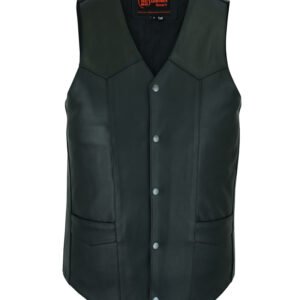 Leather Motorcycle Vest - Men's - Up To Size 6XL - Big and Tall - DS162-TALL-DS