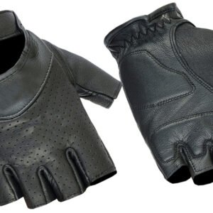 Leather Motorcycle Gloves - Women's - Perforated - Fingerless - DS8-DS