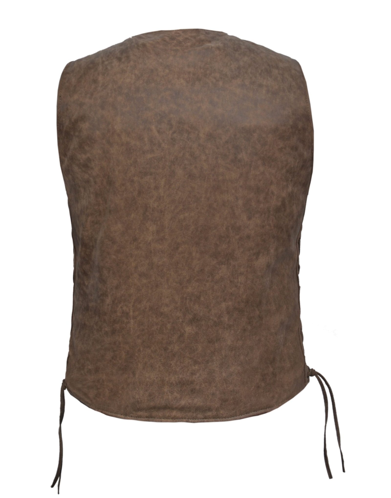 Leather Motorcycle Vest - Men's - Up To 8XL - Arizona Brown - 2611-ANT-UN