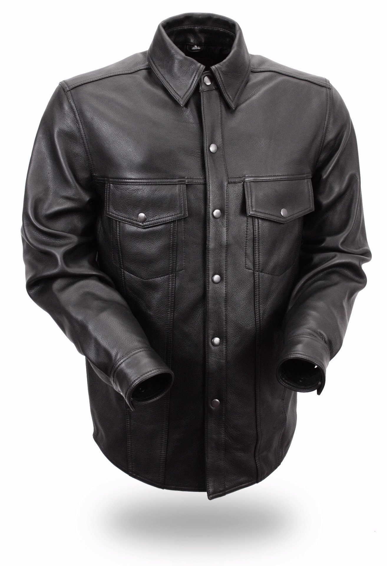 Leather Motorcycle Shirt - Men's - Up To Size 8X - Milestone - FIM403ES-FM