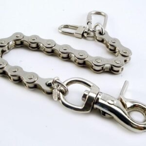 8" - Key Leash Chain - Nickle Plated Steel - Bike Chain - NC320-8-DS