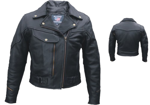 Ladies Pistol Pete Vented Motorcycle Leather Jacket - SKU AL2144-AL