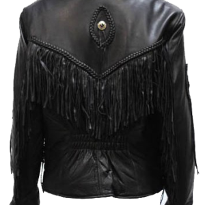 Women's Leather Motorcycle Jacket with Braid and Fringe Design - SKU LJ280-DL