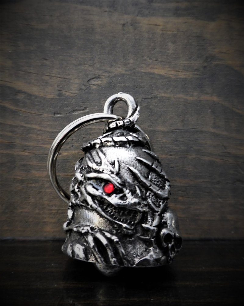 Skull Dragon Diamond - Pewter - Motorcycle Gremlin Bell - Made In USA - SKU BB101-DS