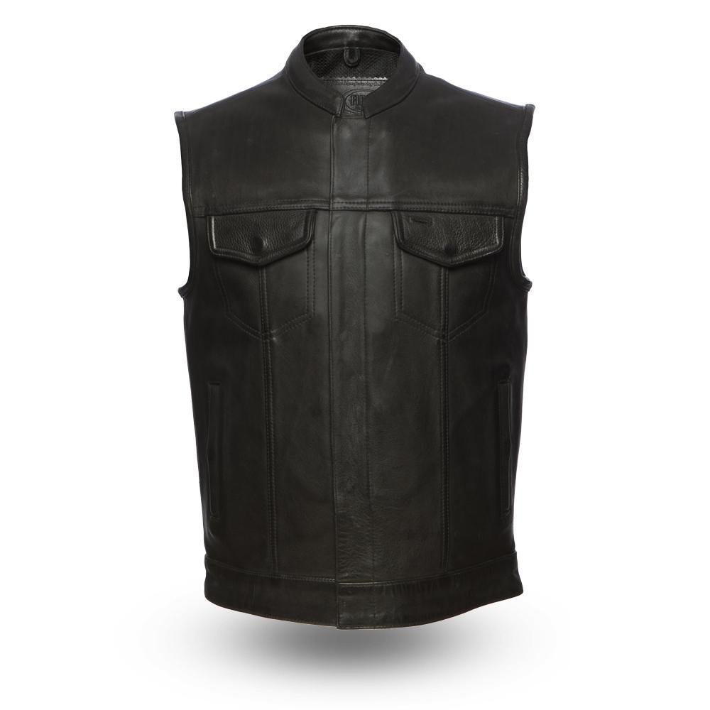 Leather Motorcycle Vest - Men's - Up To 5XL - Best Concealed Carry - FIM686CPM-FM
