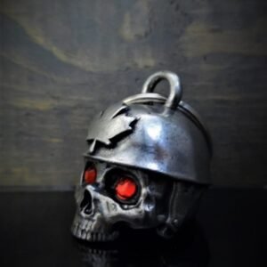 Canadian Helmet Skull Diamond - Pewter - Motorcycle Gremlin Bell - Made In USA - SKU BB71-DS