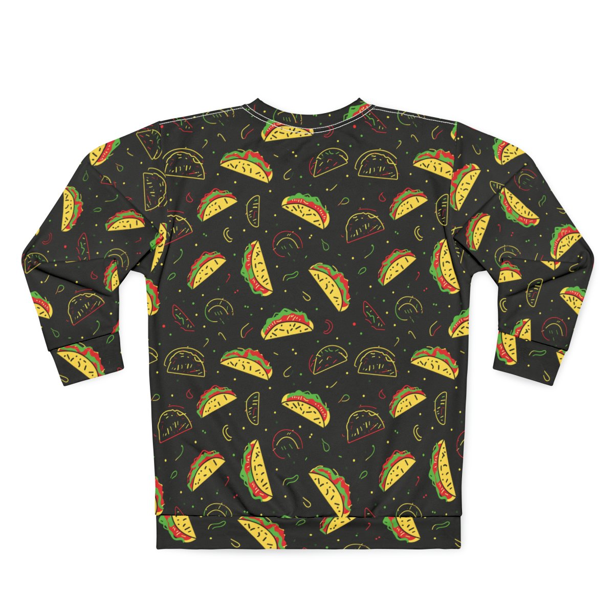 Neon Taco Doodles - Red Green Yellow on Black - Unisex Sweatshirt (AOP)
