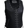 Leather Vest - Women's - Zippered - Lightweight - Eyelets Design -2682-NG-UN