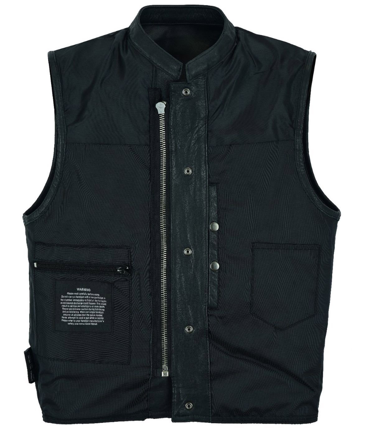 Leather Motorcycle Vest - Men's - Club Style - Up To 64 - MR-MV7320-ZIP-11-DL