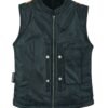 Leather Vest - Women's - Concealed Gun Pockets - Racer Collar - LV8528-07-DL