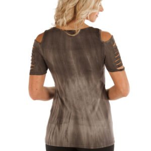 Women's Sliced Front Shirt - Devilish Design - 7725GRY-MW-DS