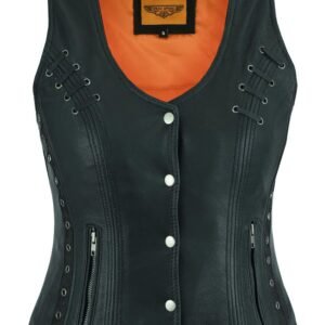 Leather Vest - Women's - Concealed Gun Pockets - Grommets - LV8500-07-DL Size Chart