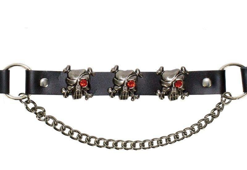 Pair of Biker Boot Chains - Pirate Skull - Motorcycle - BC14-DL