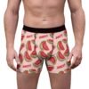 Watermelon Candy Slices - Red Green on Pink - Text Juicy - Men's Boxer Briefs