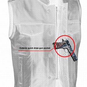 Leather Motorcycle Vest - Men's - Gun Pockets - Up To 12XL - Big and Tall - AM9192-DS