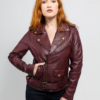 Leather Motorcycle Jacket - Women's - Choice of 5 Colors - Rebel - WBL1390-WB