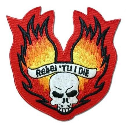 Rebel Till I Die Skull Flames Patch - SKU GRL-PAT-D566-DL