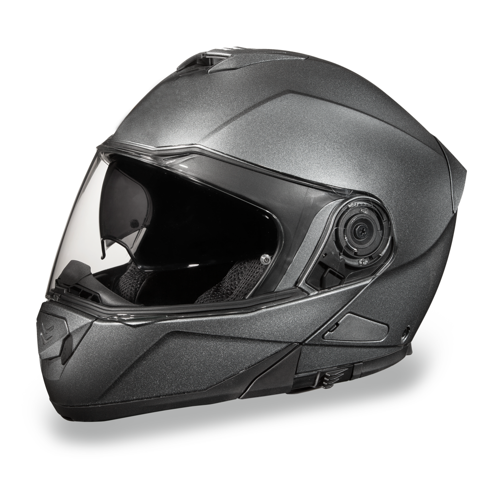 DOT Motorcycle Helmet - Gun Metal Gray Metallic - Modular - Full Face - MG1-GM-DH