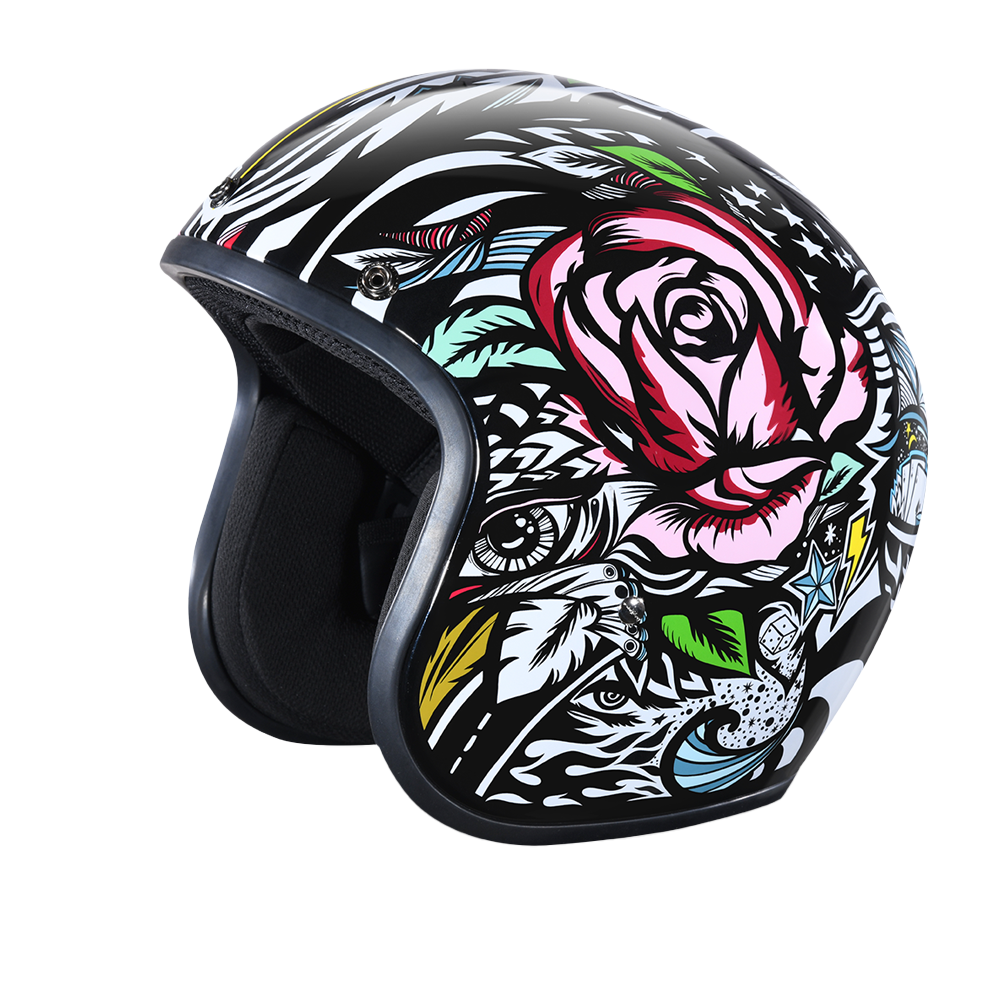 DOT Motorcycle Helmet - Tribal Design - Open Face - Cruiser - DC6-T-DH
