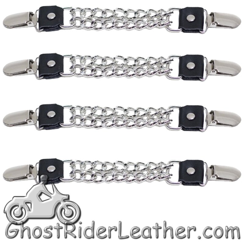 Set of Four Plain Clip On Vest Extenders with Chrome Chain - AC1072-DL