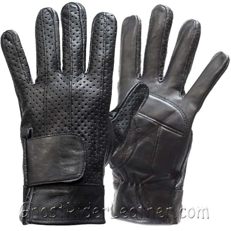 Full Finger Leather Riding Gloves with Air Vents And Gel Pads - SKU GRL-GL2084-DL