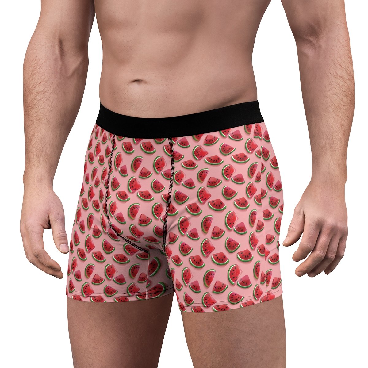 Watermelon Candy Slices - Red Green on Pink - Men's Boxer Briefs