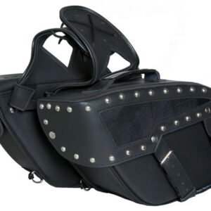 Saddlebags - PVC - Studs - Slanted - Motorcycle Luggage - DS313S-DS