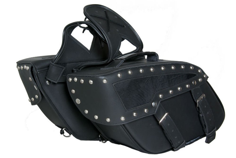 Saddlebags - PVC - Studs - Slanted - Motorcycle Luggage - DS313S-DS