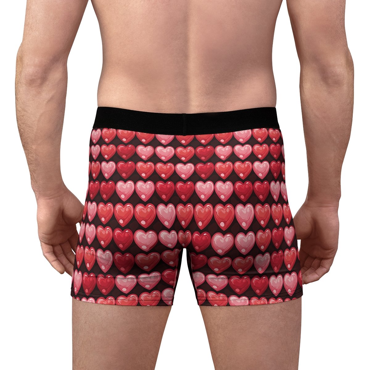Puffy Hearts - Reds Pinks on Black - Men's Boxer Briefs (AOP)