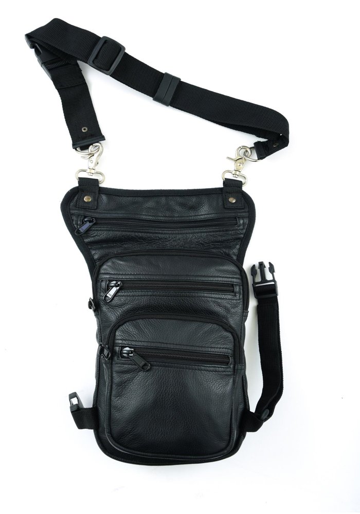 Black Leather Thigh Bag with Gun Holster Pocket - SKU DS5851-DS
