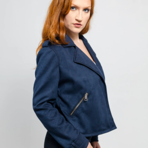 Blue Vegan Suede Jacket - Women's - Megan - WBL1002VGL-FM