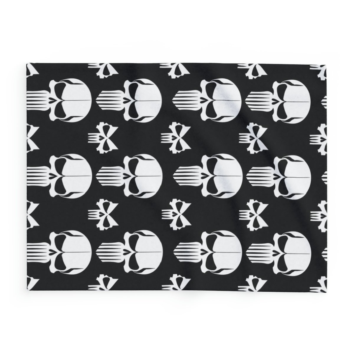 White Skulls on Black - 3 Different Sizes - Arctic Fleece Blanket