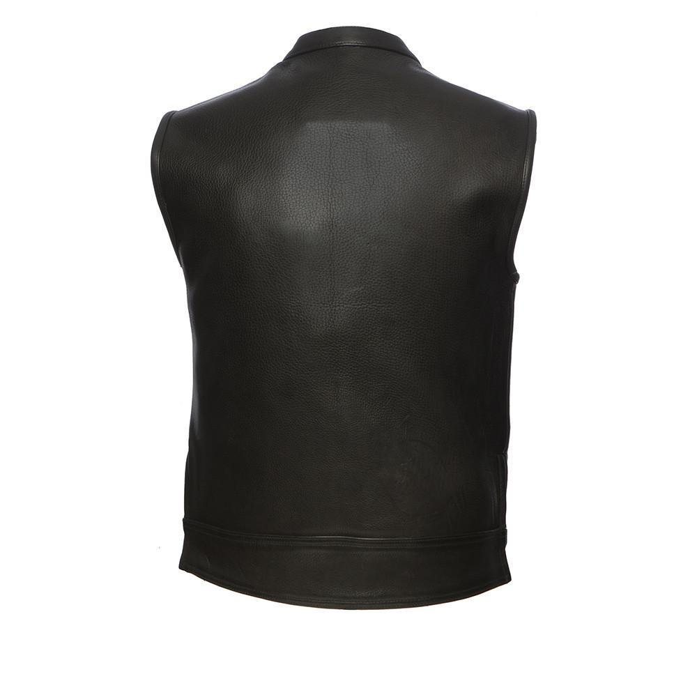 Leather Motorcycle Vest - Men's - Up To 5XL - Rampage - Club Style - FIM649CP