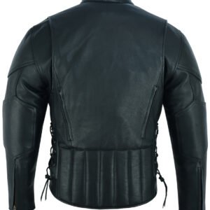 Men's Leather Motorcycle Jacket - Side Laces - Ventilated - Gun Pockets - DS777-DS