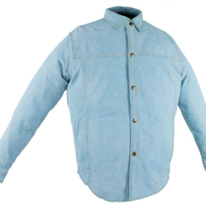 Leather Shirt -Men's - Blue - Snap Closure - Men's - Up To Size 5XL - MJ777-15-DL