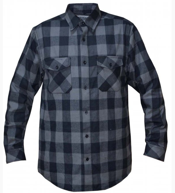 Flannel Motorcycle Shirt - Men's - Black Gray Plaid - Up To Size 5XL -TW205-20-UN