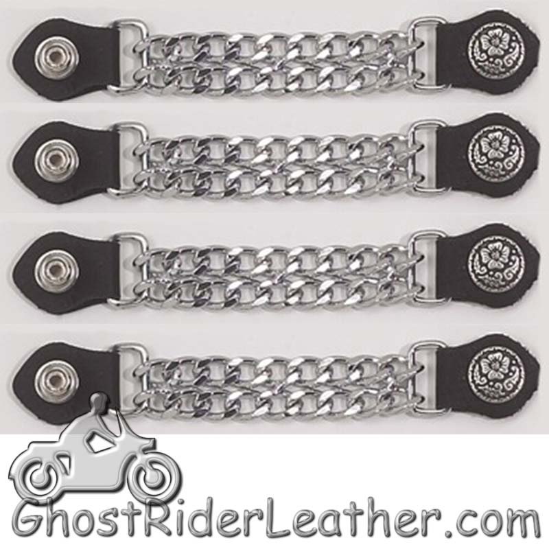 Set of Four Flower and Petals Vest Extenders with Chrome Chain - AC1076-DL