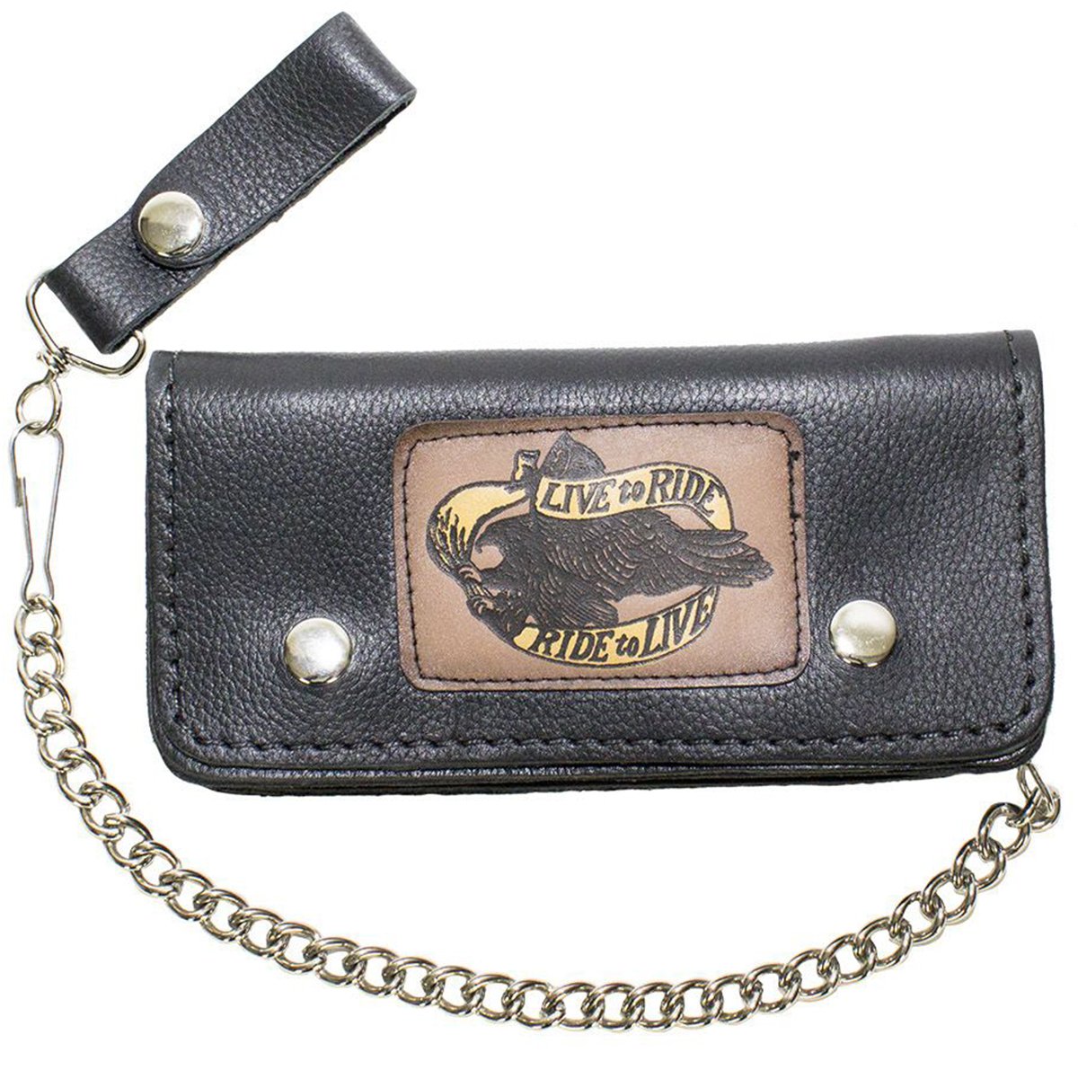 Leather Chain Wallet -Live To Ride - Heavy Duty Bifold - WALLET2-11HD-DL