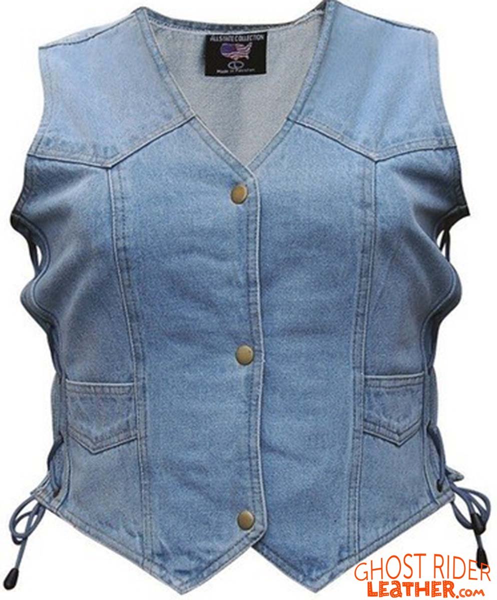 Denim Vest - Women's - Blue - Side Laces - Gun Pockets - AL2980-AL