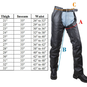 Leather Chaps - Men's or Women's - Premium Leather - C2334-88-DL
