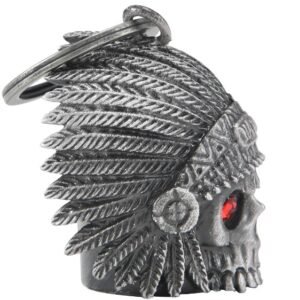 Motorcycle Ride Bell - 3D - Native Indian - Red Eyes - Skull - Spirit Bell - Gremlin - DBL40-L-DL