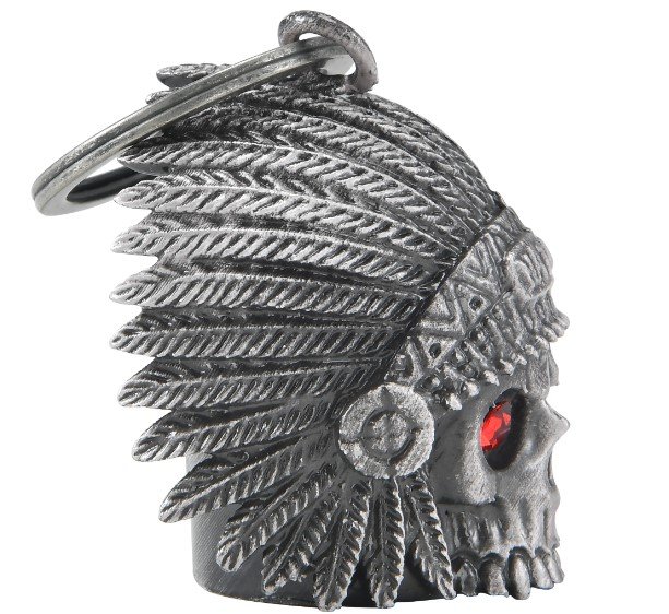 Motorcycle Ride Bell - 3D - Native Indian - Red Eyes - Skull - Spirit Bell - Gremlin - DBL40-L-DL