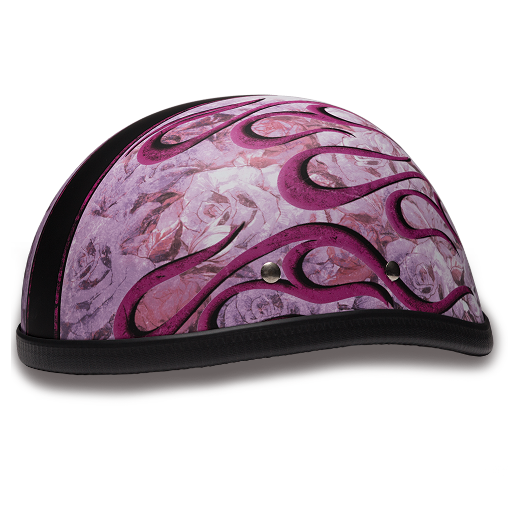 Novelty Motorcycle Helmet - Pink Flames - Eagle Shorty - 6002FP-DH