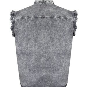 Denim Work Shirt - Men's - Gray - Sleeveless - Flap Pockets - MSLW-GREY-DL