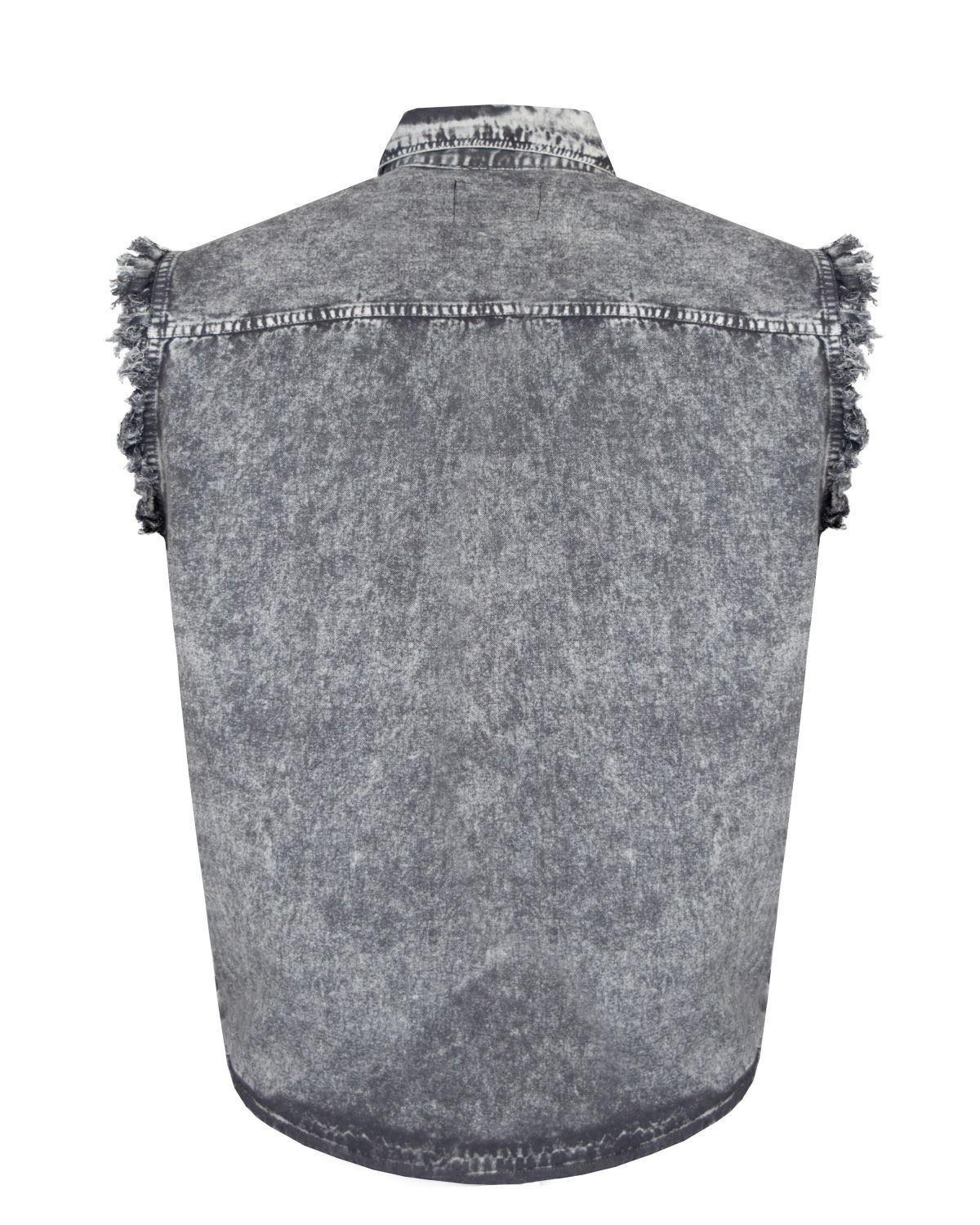 Denim Work Shirt - Men's - Gray - Sleeveless - Flap Pockets - MSLW-GREY-DL