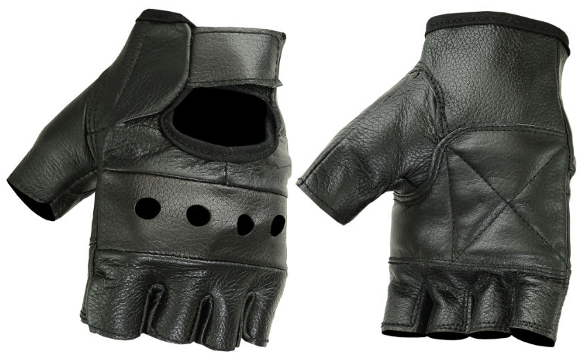 Leather Motorcycle Gloves - Fingerless - Biker - DS11-DS